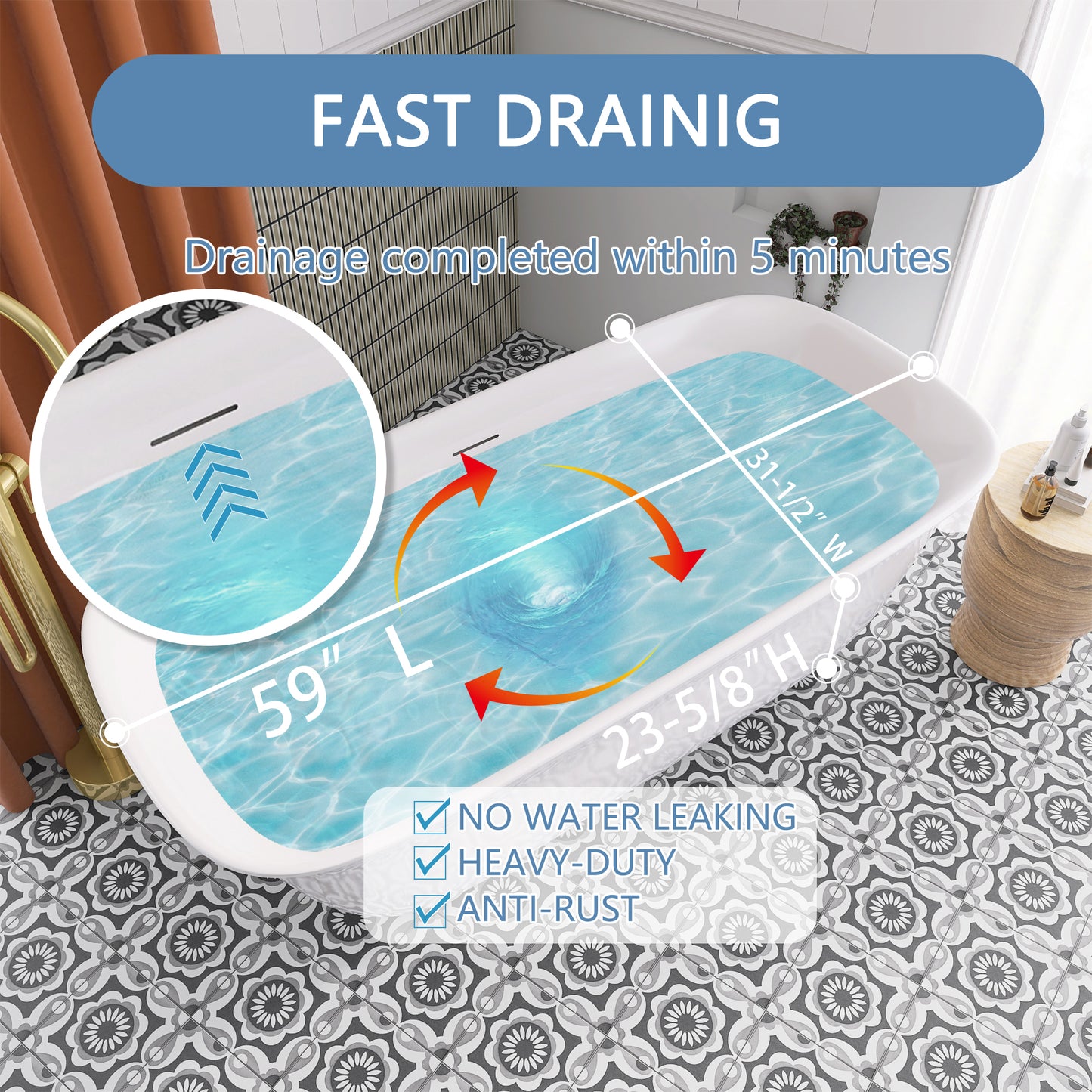 Certified 67" Acrylic Freestanding Tub with cUPC Compliance - ADE1362-170