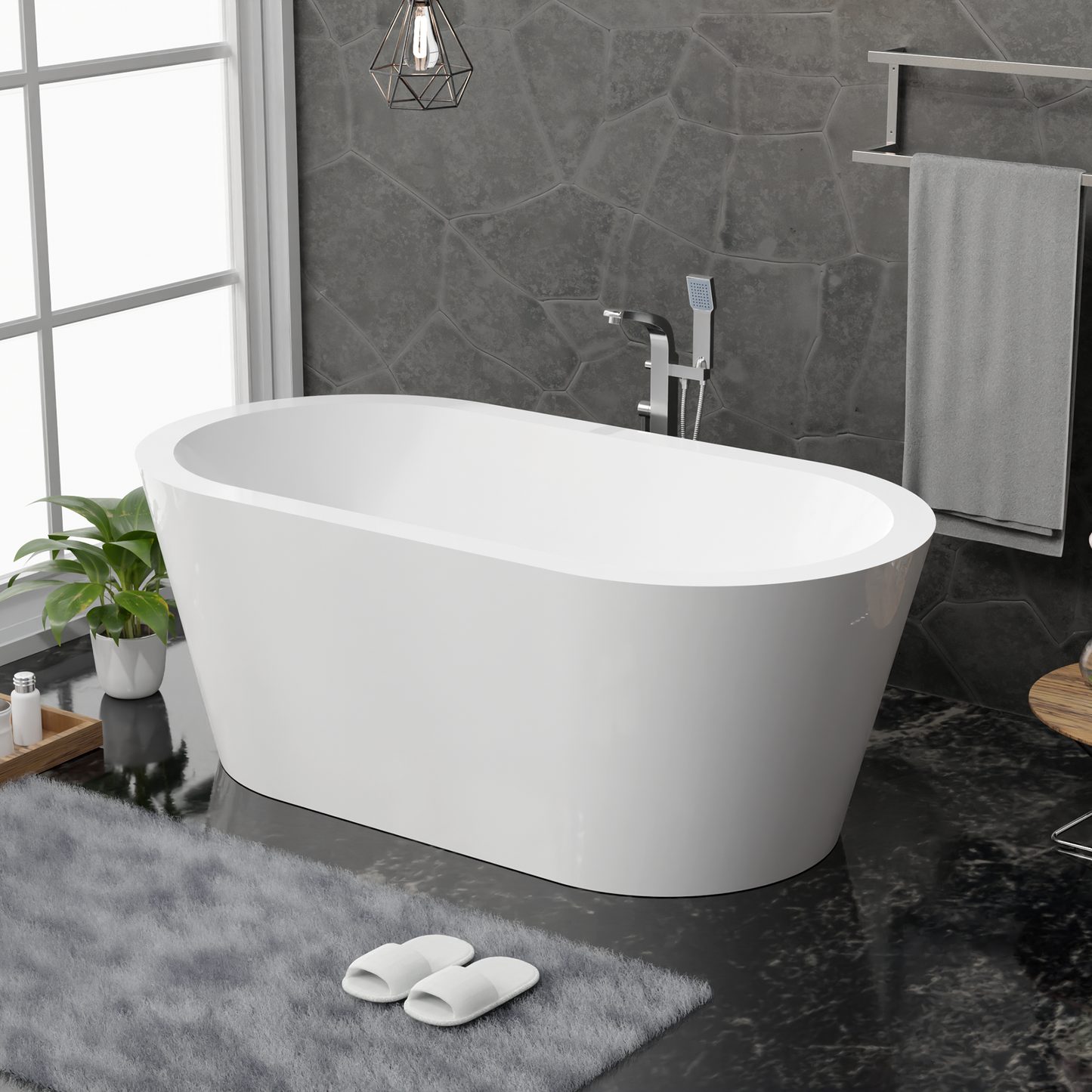 Adecab 61" Acrylic Freestanding Thickened Bathtubs - ADE1012-155