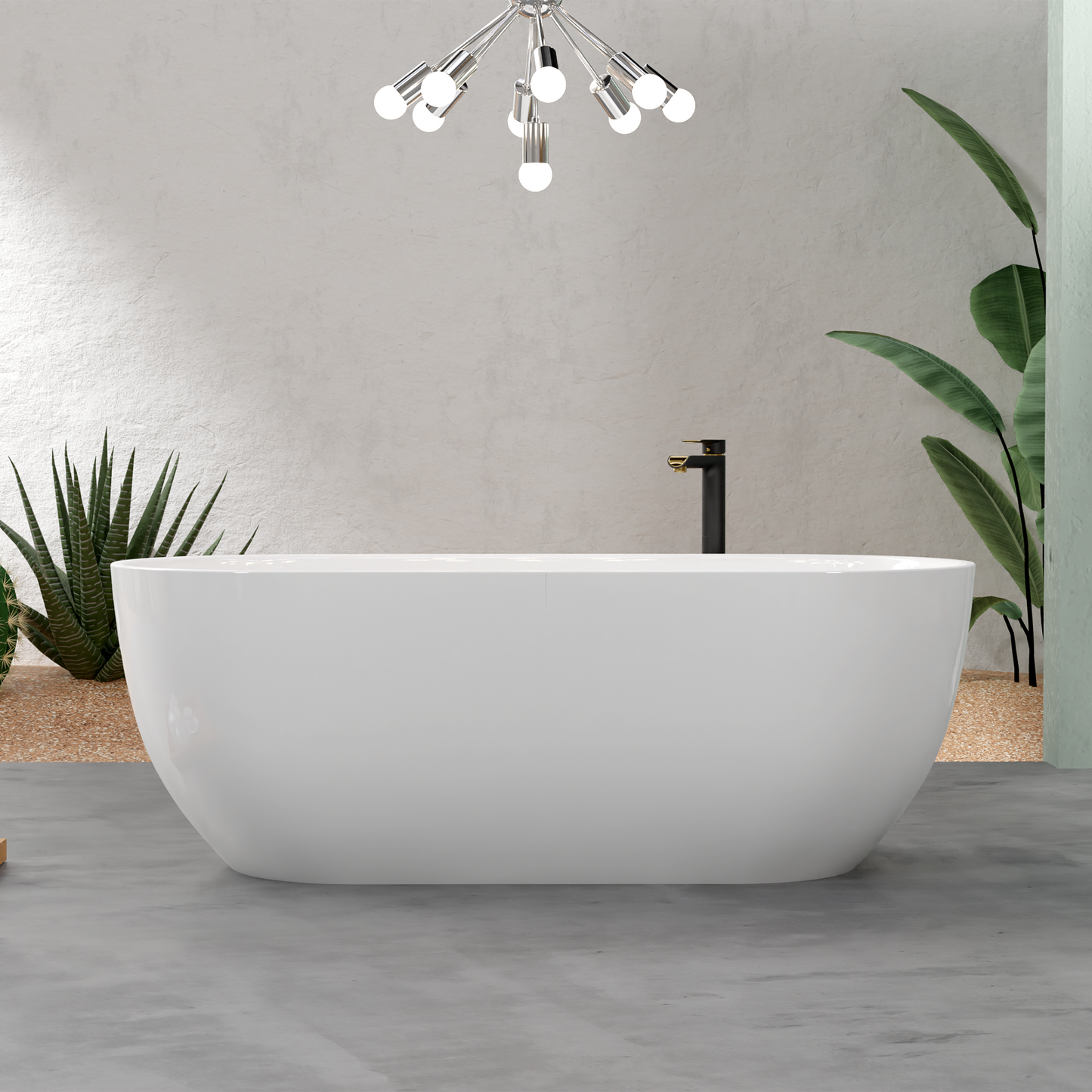 Adecab 67" Acrylic Freestanding Soaking Tub with Overflow and Drain - ADE1368-170
