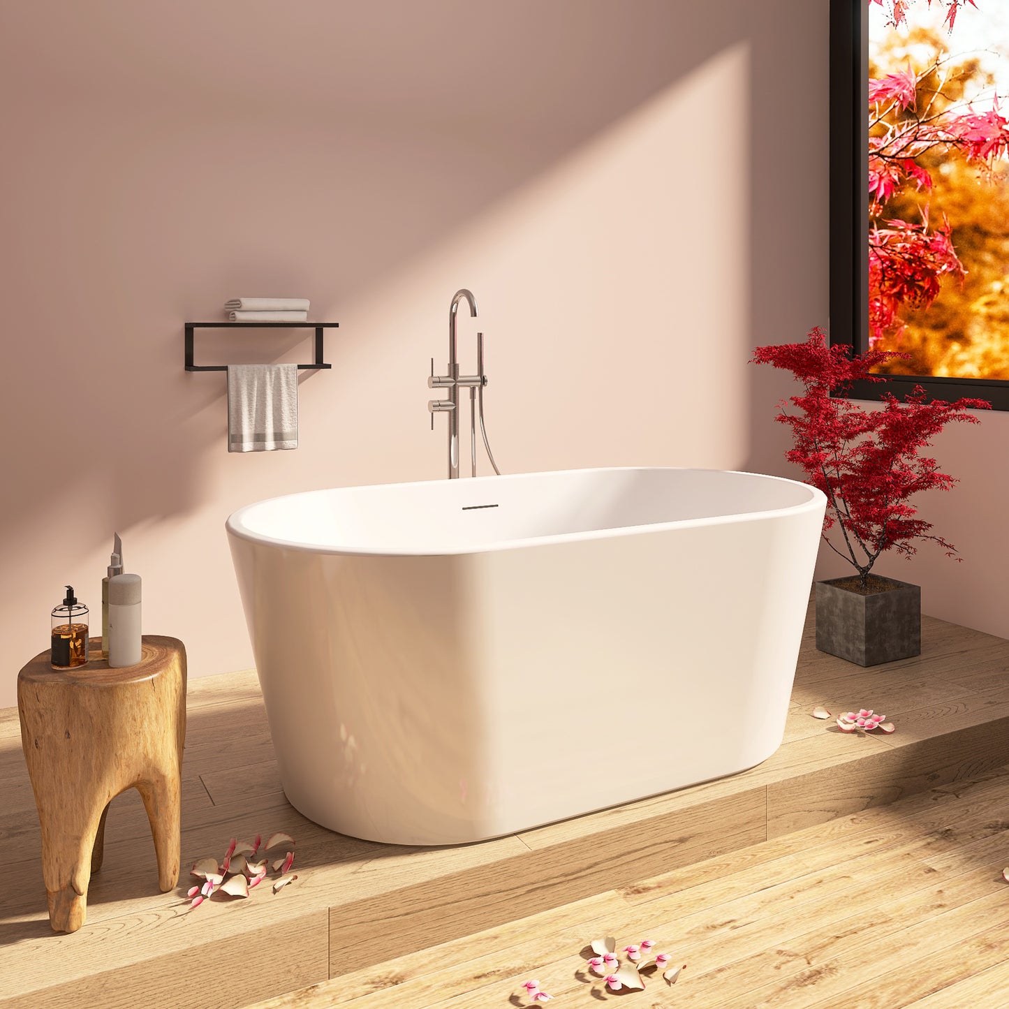 Stylish 59" High-Back Acrylic Freestanding Bathtub with Thickened Design - ADE1015-150