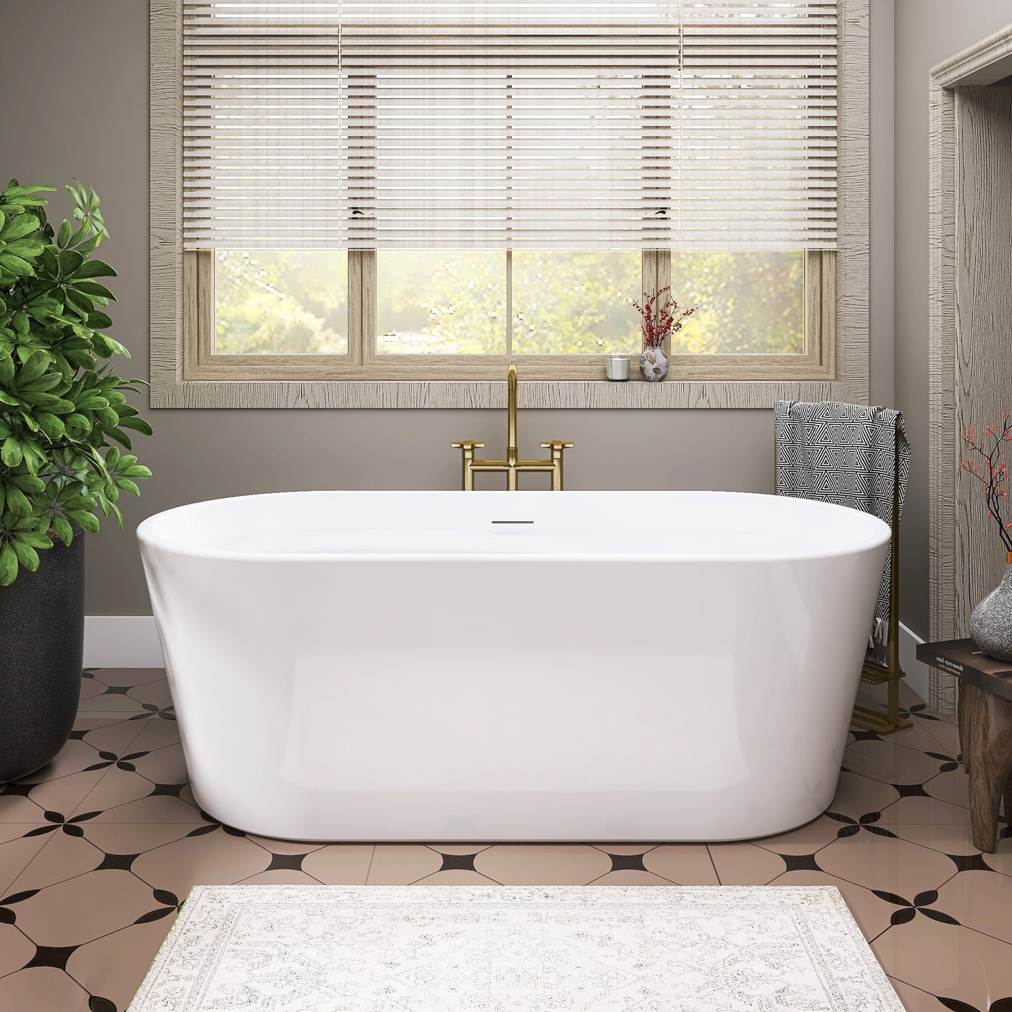Adecab Thickened 67" Acrylic Freestanding Tub with Durable Build