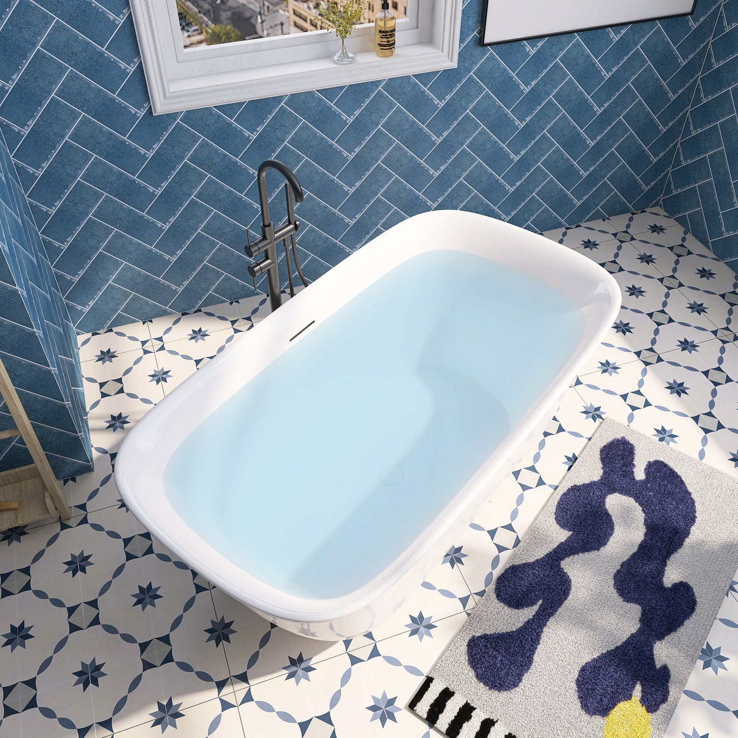 Adecab Modern 59" Acrylic Freestanding Tub with Smooth Finish