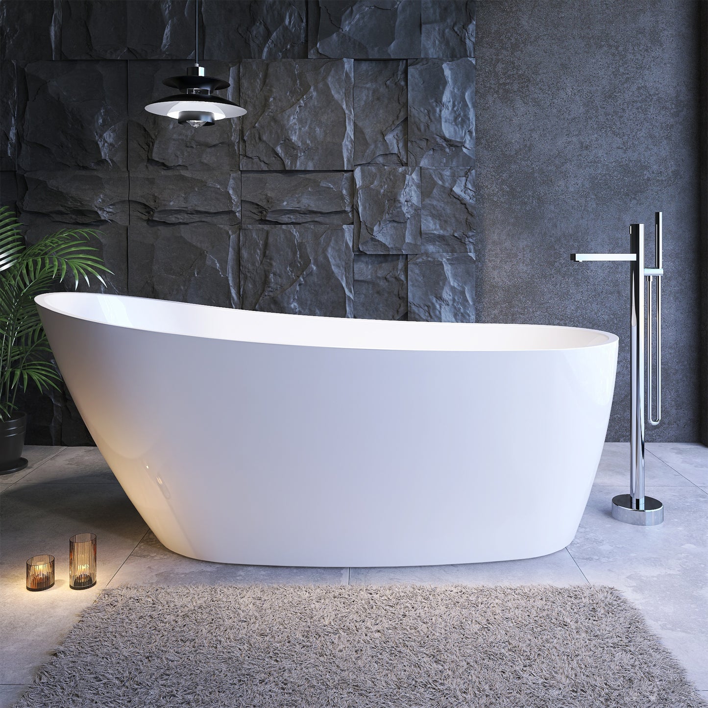 Premium 67" High-Back Acrylic Freestanding Bathtub with Cushioned Backrest - ADE1099-170