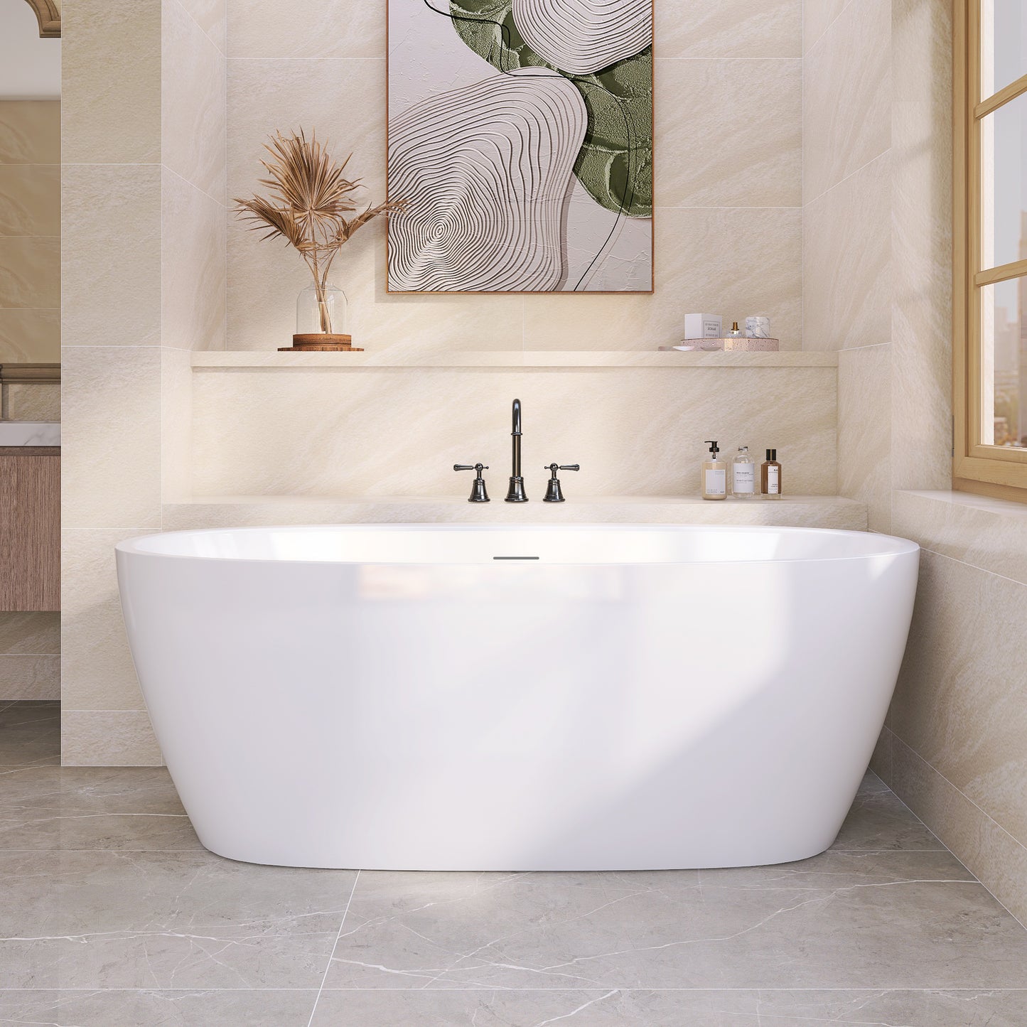 Spacious 67" Acrylic Freestanding Bathroom Tub with Elegant Design - ADE1358-170