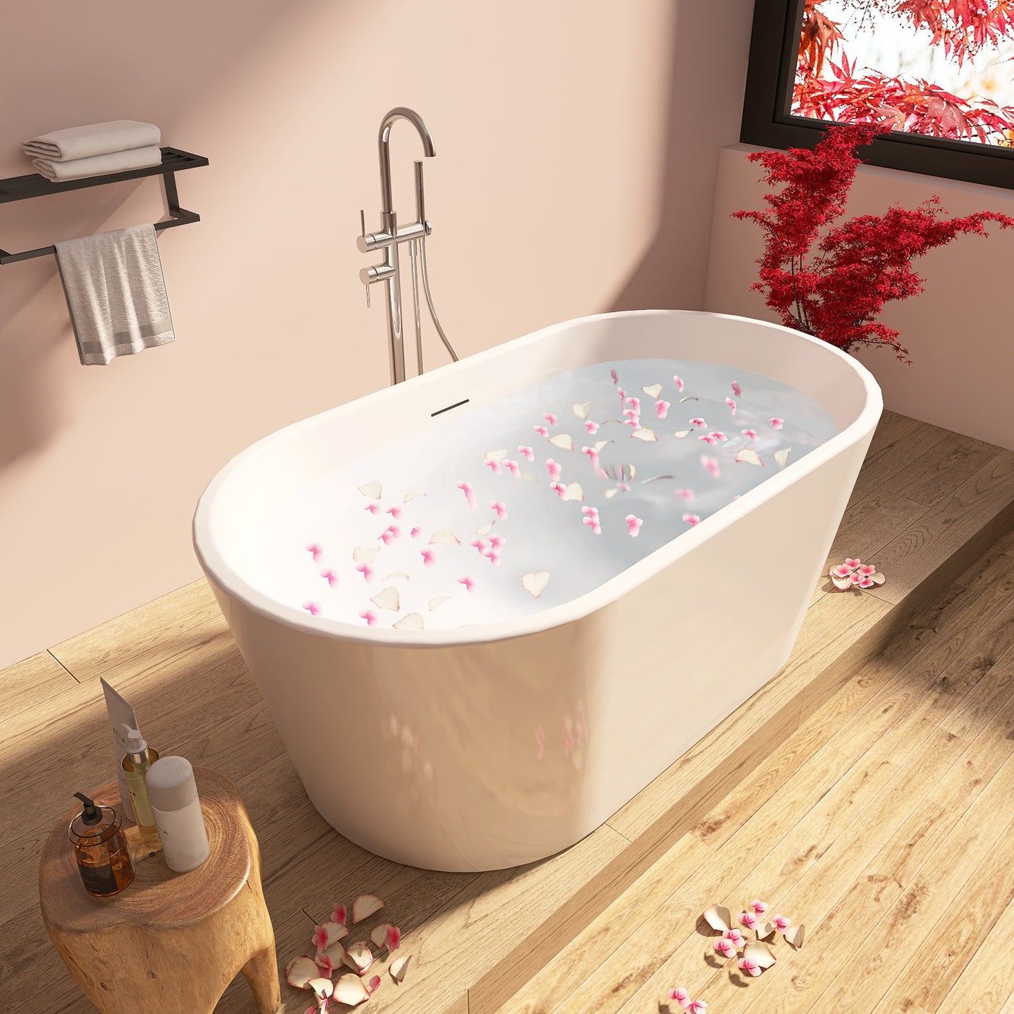 Stylish 59" High-Back Acrylic Freestanding Bathtub with Thickened Design - ADE1015-150
