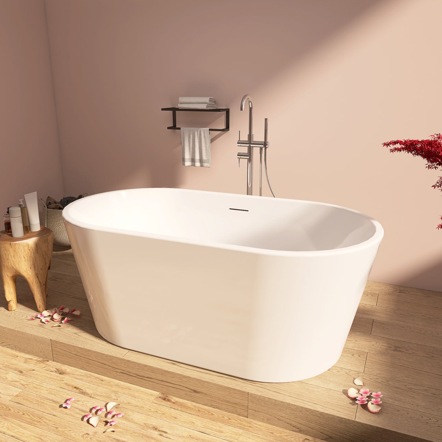 Stylish 59" High-Back Acrylic Freestanding Bathtub with Thickened Design - ADE1015-150