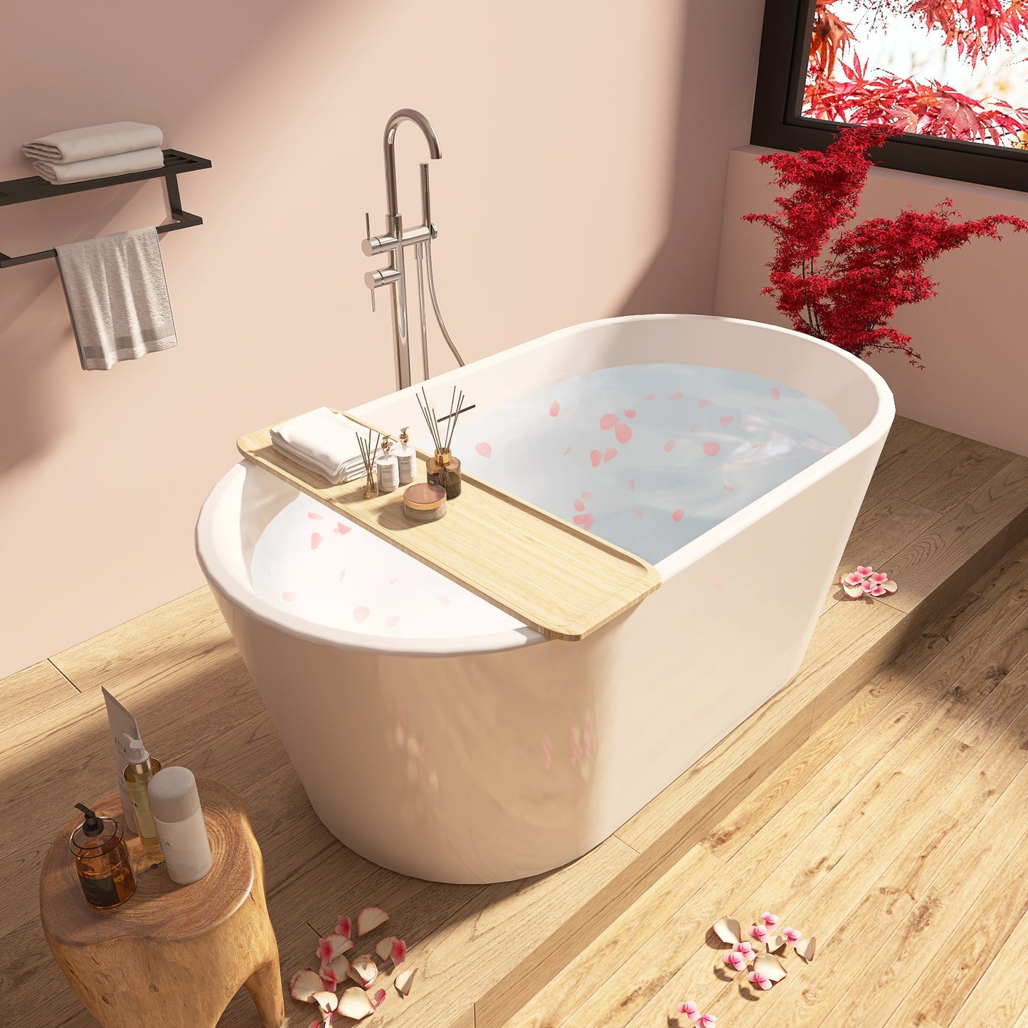 Stylish 59" High-Back Acrylic Freestanding Bathtub with Thickened Design - ADE1015-150