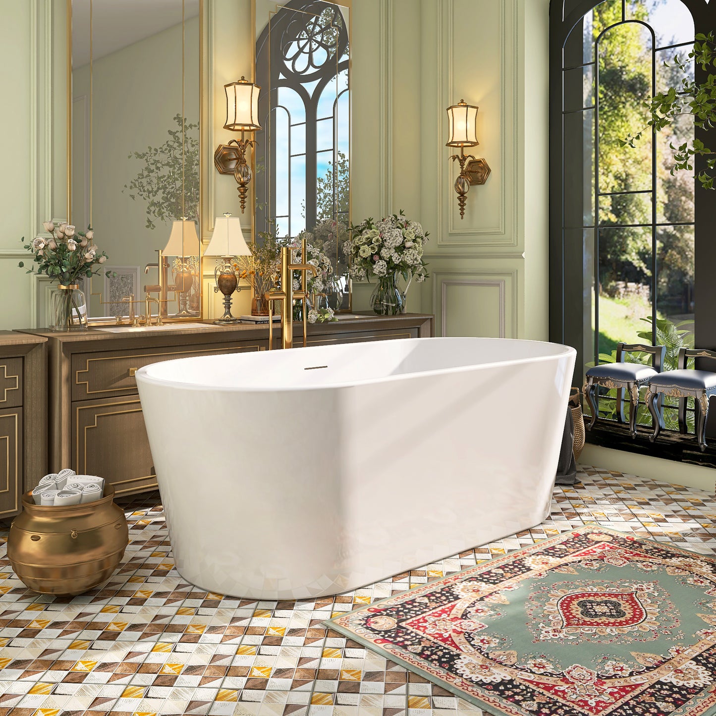 Thickened 67" Acrylic Freestanding Tub with Durable Build