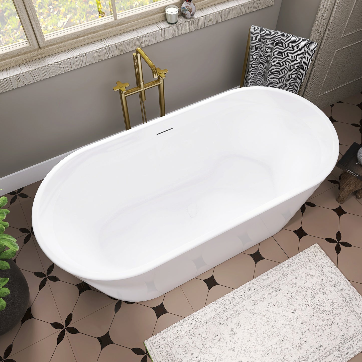 Adecab Thickened 67" Acrylic Freestanding Tub with Durable Build