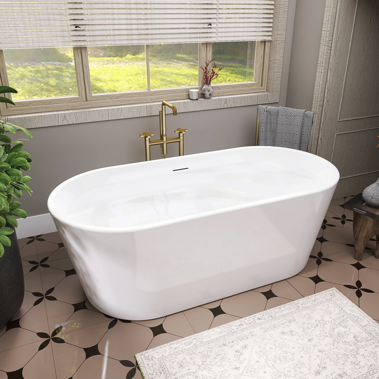 Adecab Thickened 67" Acrylic Freestanding Tub with Durable Build