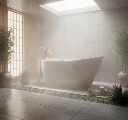 Elegant 59" High-Back White Acrylic Freestanding Soaking Bathtub - ADE1099-150