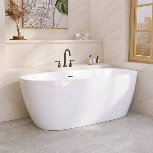 Spacious 67" Acrylic Freestanding Bathroom Tub with Elegant Design - ADE1358-170