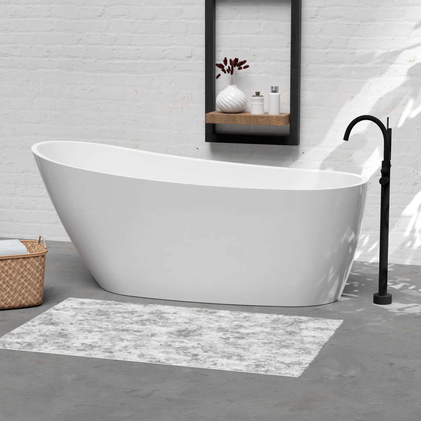 Adecab 67" High-back Acrylic Freestanding Bathtub