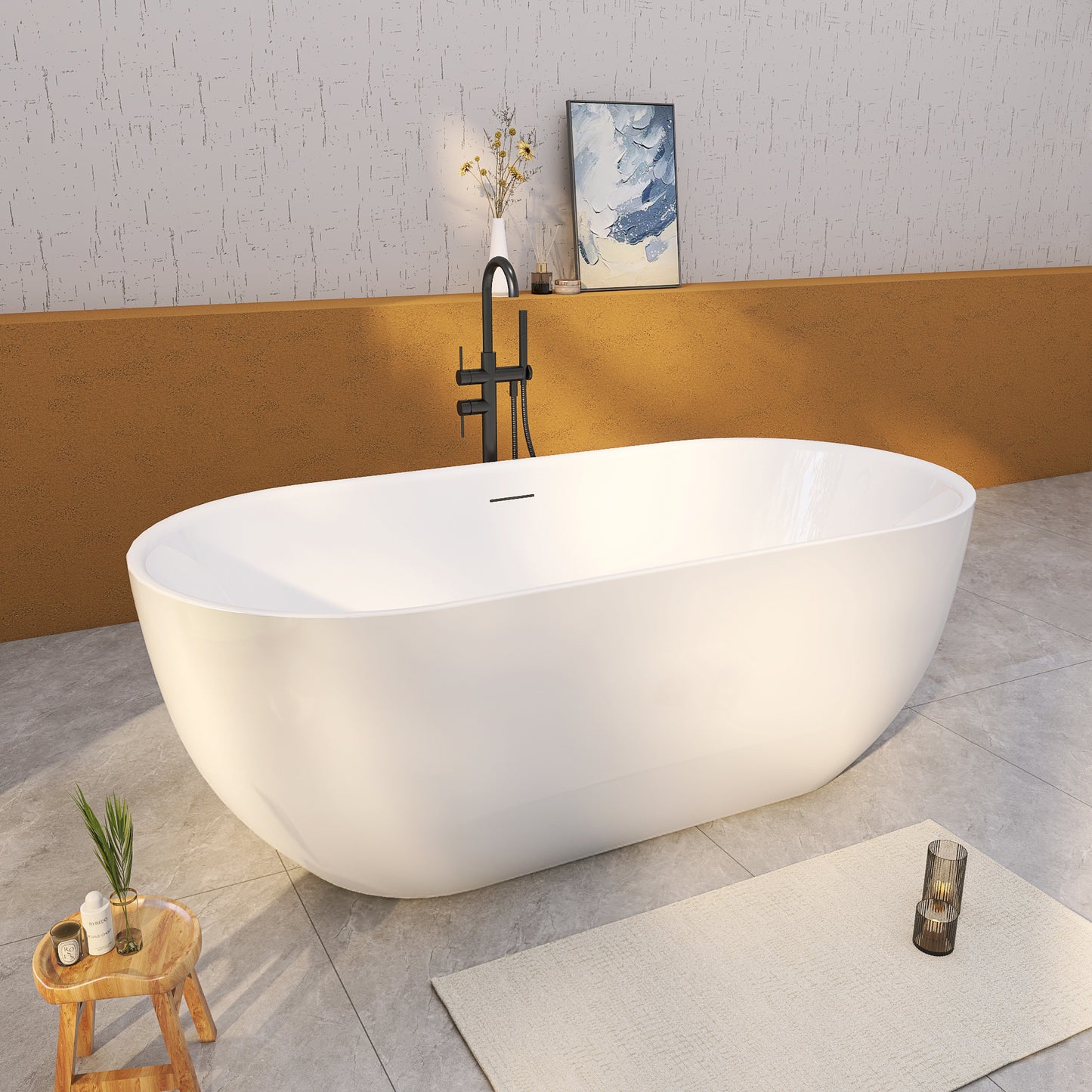 Adecab Compact 59" Acrylic Freestanding Bathtub with Sleek Design - ADE1368-150