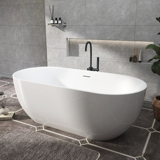 Adecab Luxury 67" Acrylic Freestanding Soaking Tub with Overflow Drain