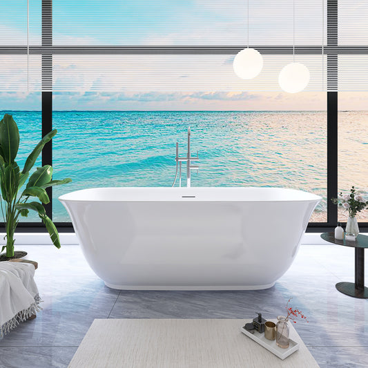 Adecab Modern 59" Acrylic Freestanding Tub with Smooth Finish