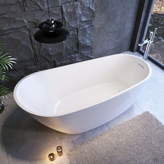 Adecab Premium 67" High-Back Acrylic Freestanding Bathtub with Cushioned Backrest - ADE1099-170