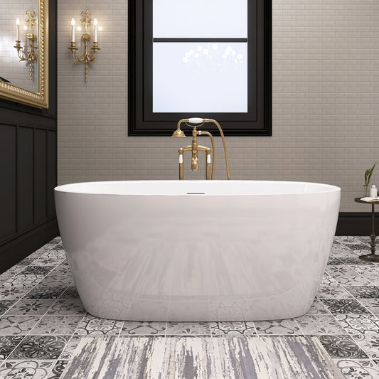 Adecab Relaxing 59" Acrylic Freestanding Soaking Tub with Soft Edges - ADE1358-150