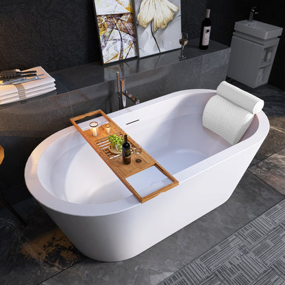 Spa-Like 64" White Acrylic Freestanding Soaking Bathtub for Ultimate Relaxation - ADE1012-165