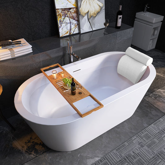 Spa-Like 64" White Acrylic Freestanding Soaking Bathtub for Ultimate Relaxation - ADE1012-165