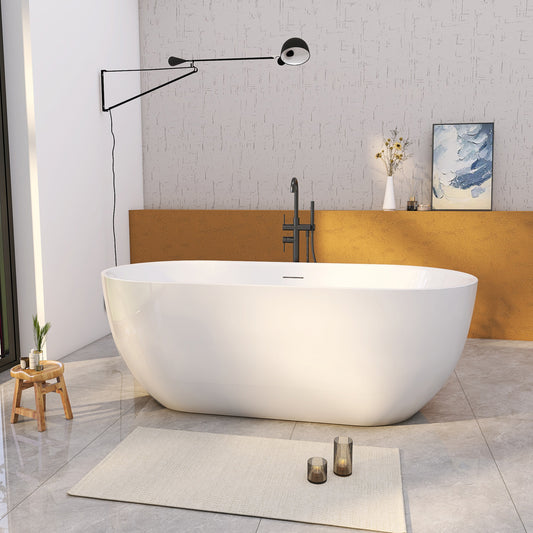 Compact 59" Acrylic Freestanding Bathtub with Sleek Design - ADE1368-150