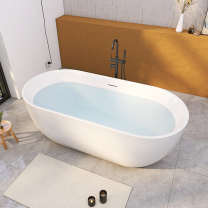 Compact 59" Acrylic Freestanding Bathtub with Sleek Design - Adecab