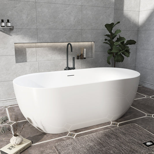 Adecab Luxury 67" Acrylic Freestanding Soaking Tub with Overflow Drain