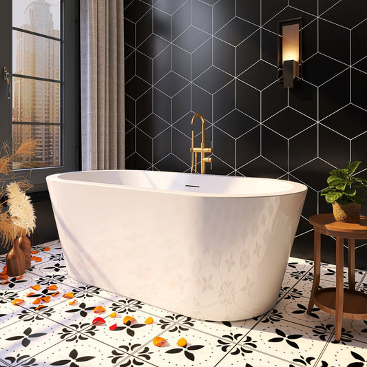 Premium 61" Acrylic Freestanding Thickened Bathtub with Modern Aesthetic - ADE1012-155