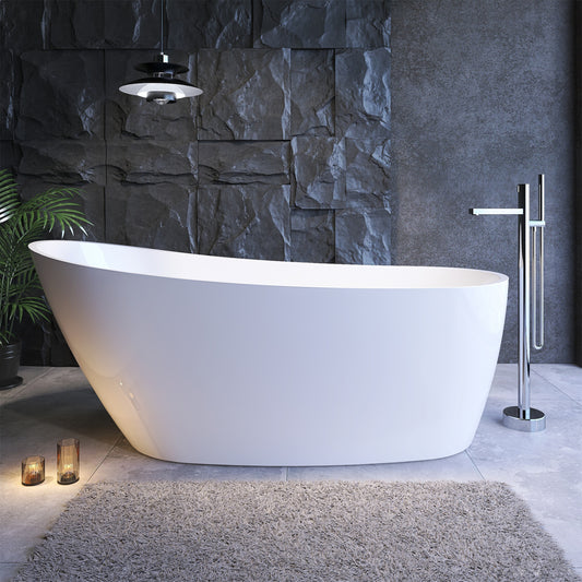 Premium 67" High-Back Acrylic Freestanding Bathtub with Cushioned Backrest - ADE1099-170