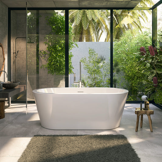 Spa-Like 64" White Acrylic Freestanding Soaking Bathtub for Ultimate Relaxation - ADE1012-165