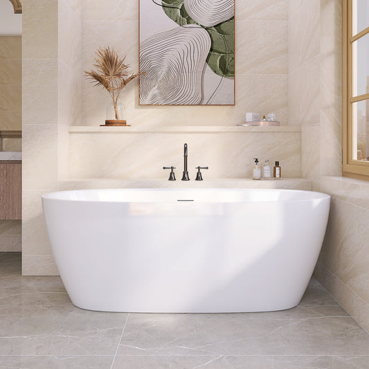 Spacious 67" Acrylic Freestanding Bathroom Tub with Elegant Design - ADE1358-170